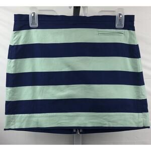 Gap Pencil Skirt Women 2 Blue Green Stripe Cotton Stretch Exposed Zipper